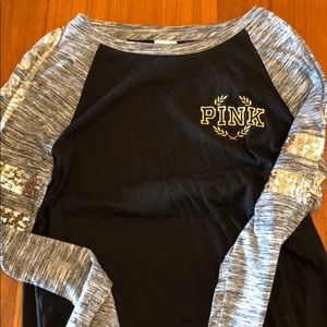 Vs Pink black and gold sequence shirt